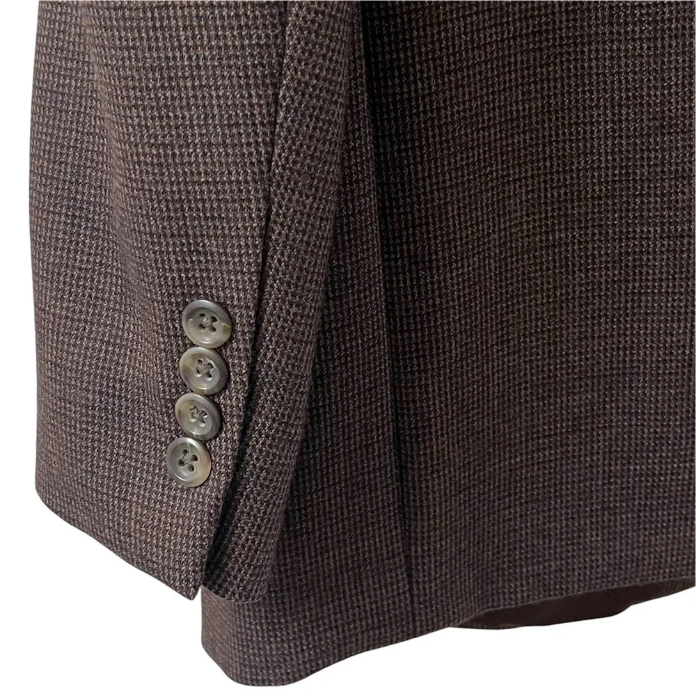 Pronto Uomo Mens 43R Brown Wool Tweed Sport Coat Blazer Jacket Preppy 90s
